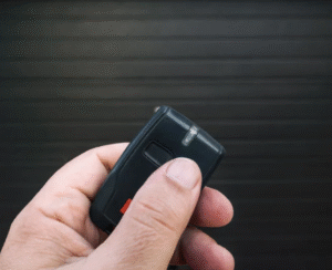 Pressing garage door remote